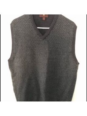TOSCANO Men's XL Black and Gray Sweater Vest